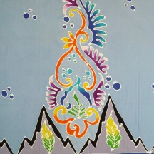 Hand painted blue Batik, cotton, detail